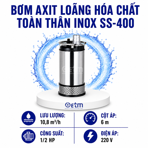 BƠM AXIT LOÃNG HÓA CHẤT TOÀN THÂN INOX SS-400